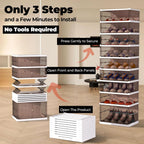 FAHKNS 9 Tier 18 Pairs Foldable Shoe Rack with Wheels, Portable Plastic Shoe Storage Cabinet with Clear Magnetic Doors Space Saving No Assembly for Entryway, Living Room, Closet
