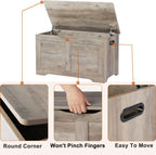 Timberer 31.5" Storage Chest, Wooden Storage Bench, Lift Top Toy Chest with 2 Safety Hinges, Large Toy Box, Entryway Shoes Bench for Living Room, Bedroom, Grey