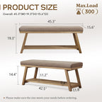 Zihanhome 45" Entryway Bench Upholstered Storage Bench for Bedroom Shoe Rack Bench for Living Room, Hallway, Mudroom, Balcony, Sturdy Indoor Bench Seat Holds Up to 300 lbs (Brown)
