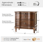 Traditional Solid Wood End Table with Charging Station, USB & Type C Ports, Curved Side Table with 2 Drawers & Pull-Out Tray, Accent Living Room Beside Tables, Walnut