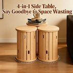 Stackable Stools Set of 4,Round Wood Stool Side Table/18 H Stackable End Tables,Versatile as Side Table Stool Chairs,Bedside Table,Coffee Table (Natural Color)