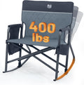 Timber Ridge Folding Oversized Rocking Camping Chair, 400lbs Capacity Portable Outdoor Rocker with Hard Armrests, Cup Holder & Side Pocket, Quick-Fold Design for Outdoor, Patio, Lawn