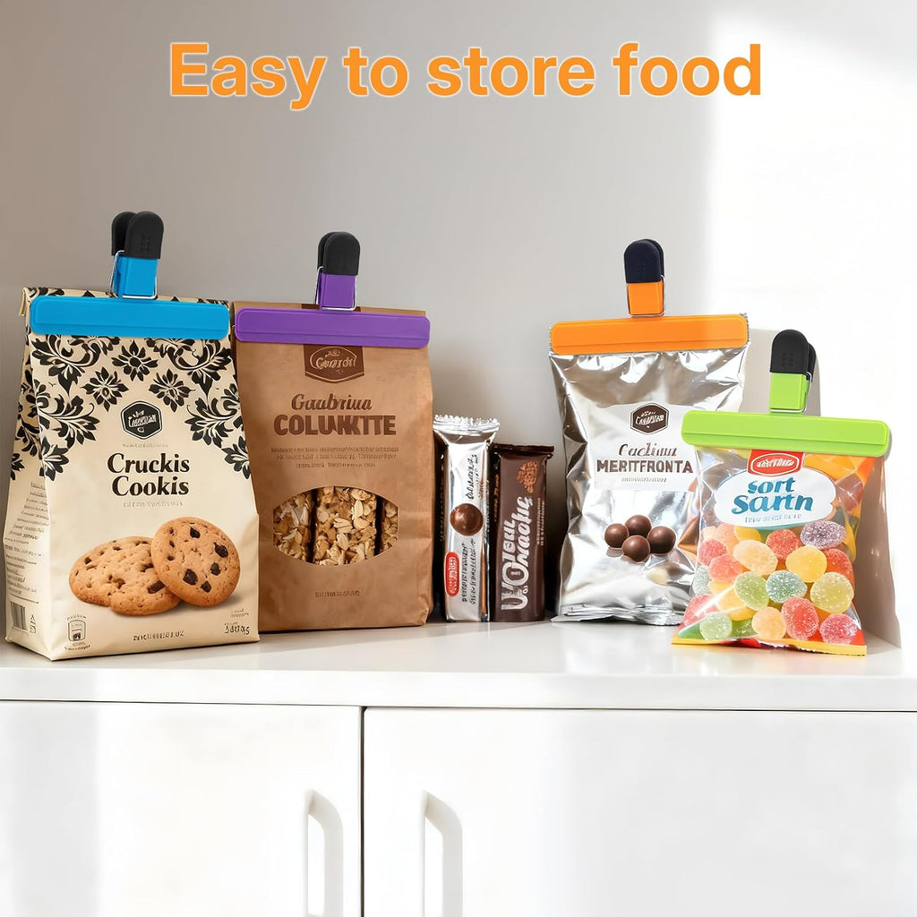 Chip Clips, 6 Pack Large Food Clips, Snack Bag Clip, Plastic Heavy Duty Seal Grips for Food Storage, Home, Office and More(6 x 3.5 Inch)