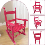 HRVEOCEI Kids Rocking Chair Ages 3-5, Wooden Porch Rocker with Slatted Back Support for Living Room Indoor & Outdoor, Easy Assembly, 110 LBS Capacity (Rose Red)