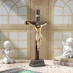 Magicsculp 10.8" H Jesus Crucifix Statue - Resin Standing Wall Cross Decoration, Praying Religious Figurine Jesus Christ Catholic Display, Hanging or Tabletop with Stand for Home Decor