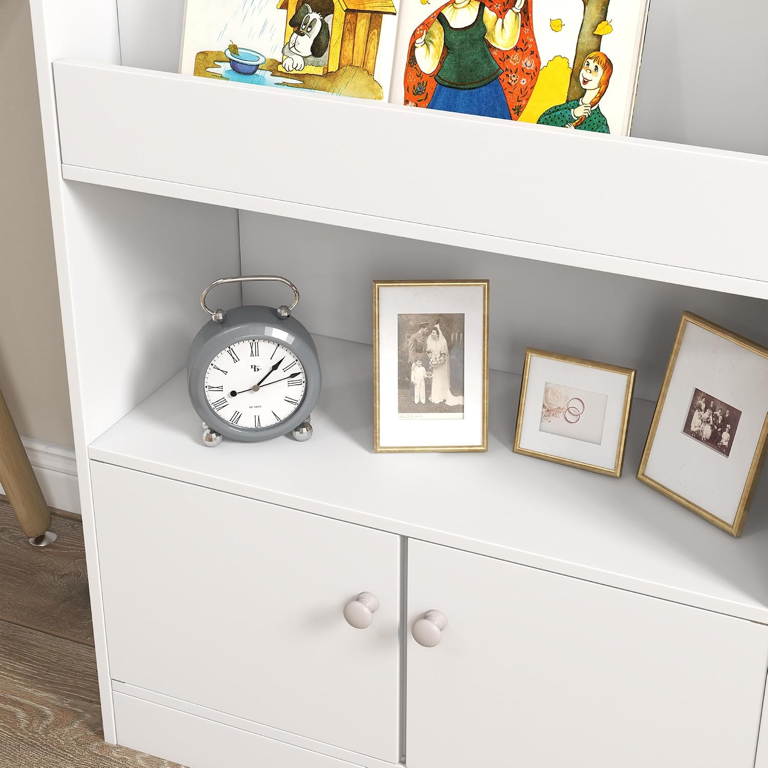 Toy Storage Cabinet, Bookcase Bookshelf for Room, Bedroom, Playroom, Nursery, White