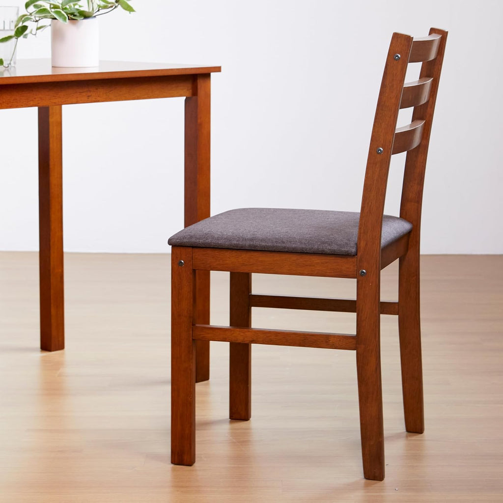 Livinia Seattle 3-Piece Wooden Dining Table Set for 2, Modern Farmhouse Kitchen Dining Room Set with Solid Wood Ladder Back Chairs for Small Space (Antique)