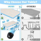 Arlopu Kids Table and 6 Chairs Set, Height Adjustable Graffiti Desk, Preschool Activity Art Craft Table, for Daycare Classroom Home Boys and Girls Age 3-12 (Blue)