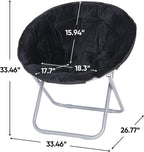 Nouva Saucer Chiar Foldable Moon Chair Folding Soft Fuzzy Seating Faux-Fur Round Circle Chair Gaming Chair for Indoor Outdoor Living Room Bedroom Dorm Home Set of 2, Black