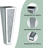 Crystal Wall Vase Hanging Flower-vase - Silver Crushed Diamond Mirrored Container Flower Vase Home Decor for Living Room, Dining Room, Bedroom, Set of 2 （11.2 Inch High） Wittolins