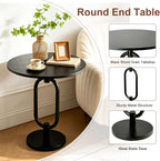 17In Black Round Side Table Modern End Table Stable Sofa Side Table with Heavy Duty Base Integrated Accent Coffee Table Nightstand for Living Room Bedroom Backyard