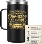 CHICKOR Retirement Gift for Woman Men 2026 + Natural stone Keychain – Every Sip Tastes Like It's Not My Problem Anymore – Funny Retirement Gifts Coworker Teacher Nurse – Travel Mug with Handle 24 oz