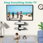 WALI Floating TV Shelf, 2 Tier Glass Projector Shelf for DVD Players, Routers, Game Consoles, Cable Boxes, Living Room Decor, Wall Mount Shelves Hold Up to 17.6lbs (CS202B), 2-Shelf, Black