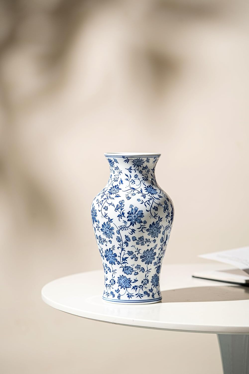 Blue and White Porcelain Décor, Blue and White Vase, Blue Vase, Chinoiserie Vase, Blue and White Ginger Jar Vase for Home Decor,Flower Vase,11" H