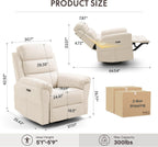 FLEXISPOT Souffle-Pro Swivel Rocker Recliner Chair with Nightlight, Power Nursery Glider Recliner with Massage & Heat, Adjustable Headrest, Oeko-TEX Fabric, Ideal for Nursery & Home Relaxation, Cream