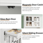 Garvee 72 Inch Kitchen Pantry Cabinet with Glass Doors, Drawer and Adjustable Shelves, Farmhouse Tall Storage Cabinet with Open Countertop, Coffee Bar Cabinet for Coffee Corner, White