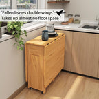 Folding Dining Table Set for 4, Foldable Kitchen Dinning Set with Chairs | Bamboo, Double Drop Leaf Device, Inside of Dinner Table Can Store Fold Chairs, Assembly Free for Compact Apartment - Wood