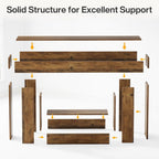 Tribesigns 63" Console Table, Farmhouse 2-Tier Entryway Table with U-Shaped Base, Narrow Long Wood Sofa Table Behind Couch Table for Living Room, Hallway, Foyer, Vintage Brown