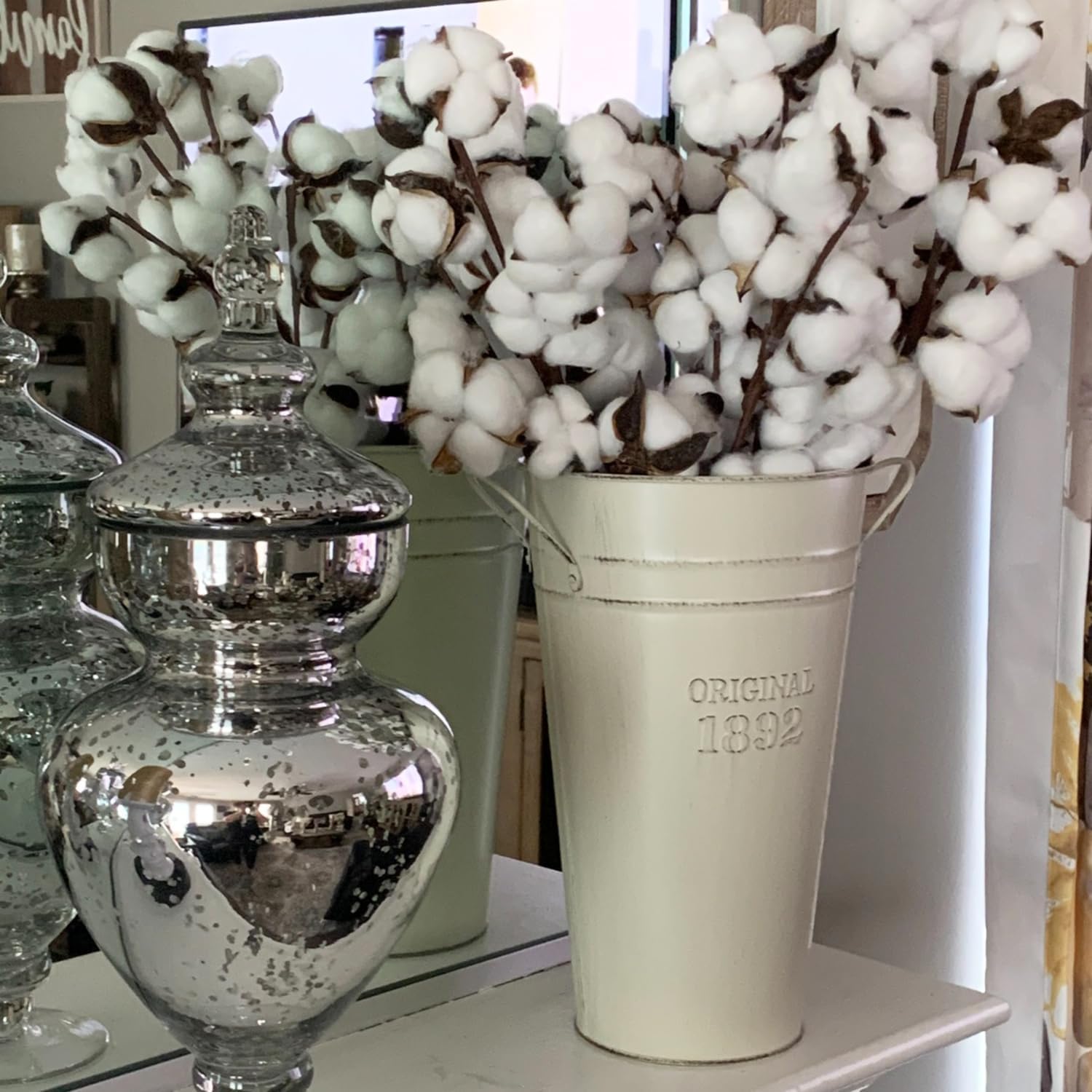 3 PCS 12 Inch Rustic Galvanized Flower Vases, Farmhouse French Buckets for Beautiful Floral Arrangements, Home Decor or Weddings and Events