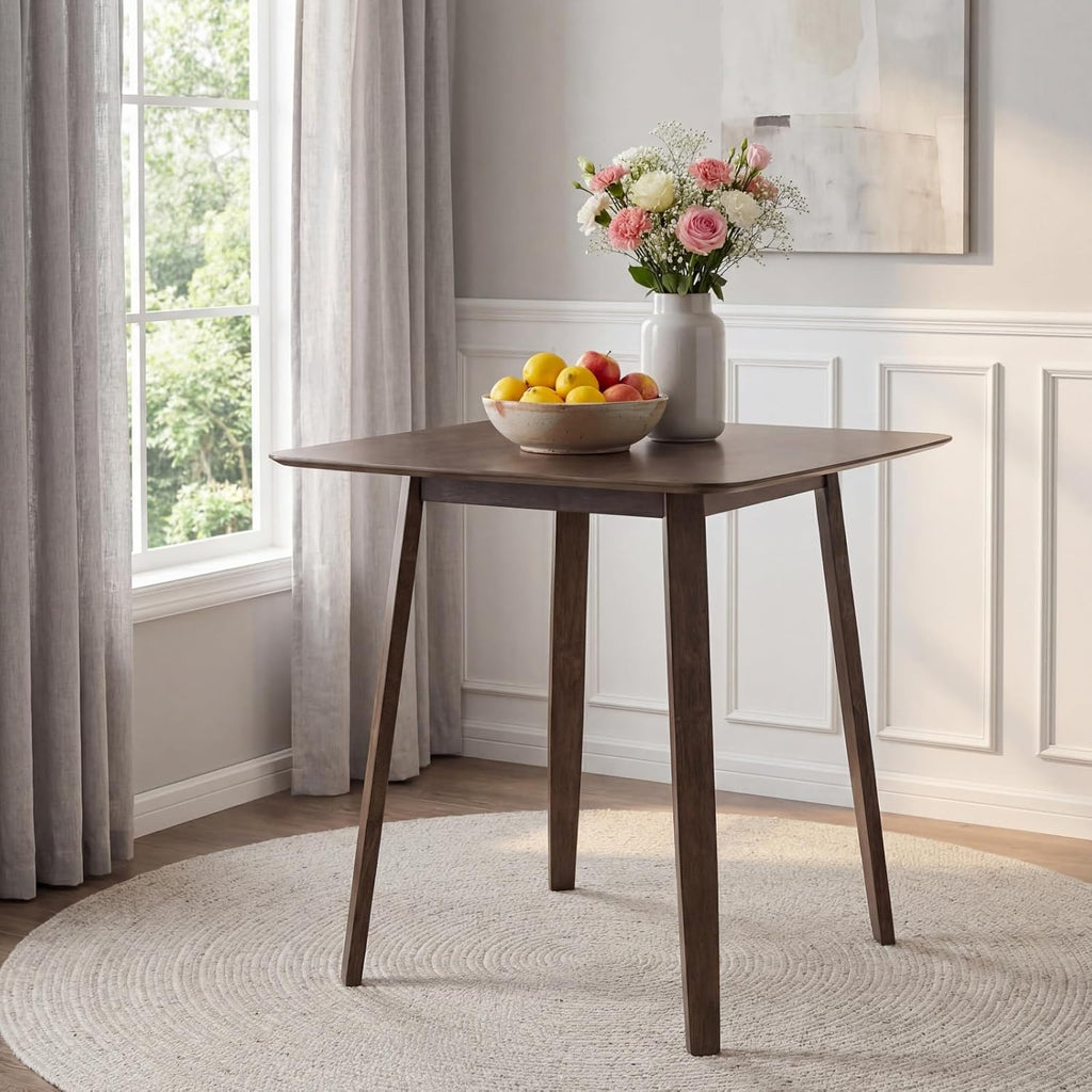 PrimeZone Counter Height Bar Table - Mid-Century Modern Kitchen Dining Table with Solid Wood Legs Load 300 LBS, Versatile Square High Top Desk 36" Ideal for Dining Room Home Bar Pub Cafe