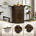 Altar Table for Spiritual, Buddhist Altar Table with Storage, Intricate Chinese Meditation Cabinet Pedestal Offering Desk, Personal Prayer Shrine Desk for Incense and Pray