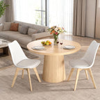 Dining Chairs Set of 4, Mid-Century Modern Kitchen Chairs with Wood Legs and Cushion, Leather Dining Chairs Set for Living Room, Kitchen, Outdoor Lounge, White 4 Pack