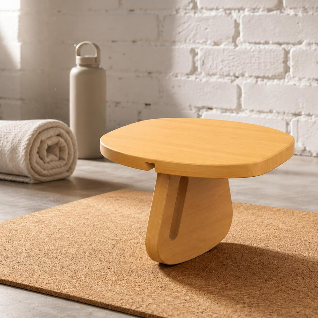 Qianly Wooden Mindfulness Stool Wood Finish Meditation Stool Oval Seat Exercise Accessory for Balance Training