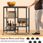 OGEMXU Kitchen Microwave Cart,Microwave Stand with Wheels,Coffee Bar Table Station,4-Tier Rolling Baker's Rack,Small Appliance Storage Shelf,Utility Side Table for Kitchen,Living Room (Rustic Brown)