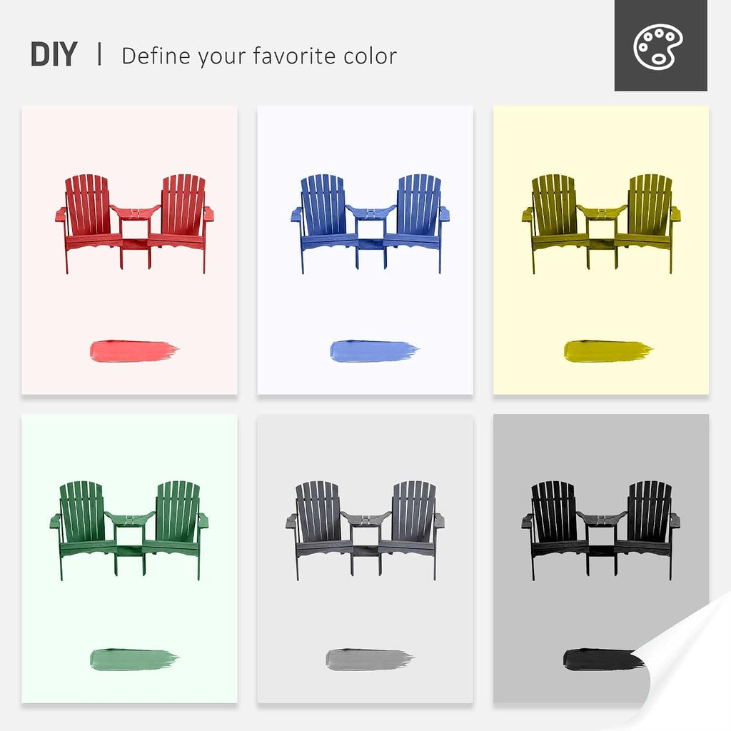 Comfortable 2-Unit Wooden Adirondack Chairs Set Featuring Center Table Umbrella Hole Natural Finish Durable Material Construction