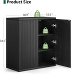Fluted Sideboard Buffet Cabinet with Storage, Wood Sideboard Cabinet with Doors, Small Credenza Buffets & Sideboards for Kitchen, Accent Cabinets for Entryway Living Room Hallway Home, Black