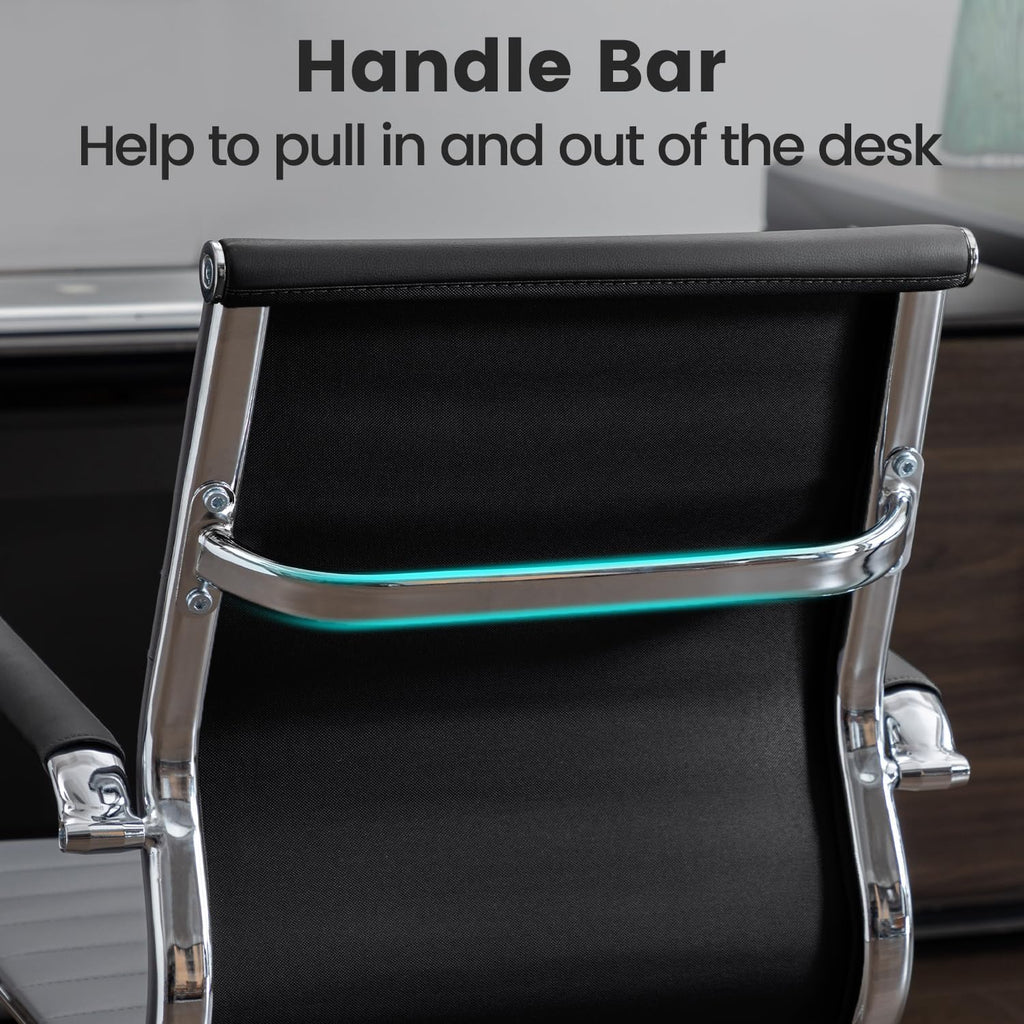 Office Guest Reception Chair Set of 4, Conference Room Chairs Waiting Room Chairs 4 Pack, Modern Leather Office Desk Chair No Wheels.（Black）