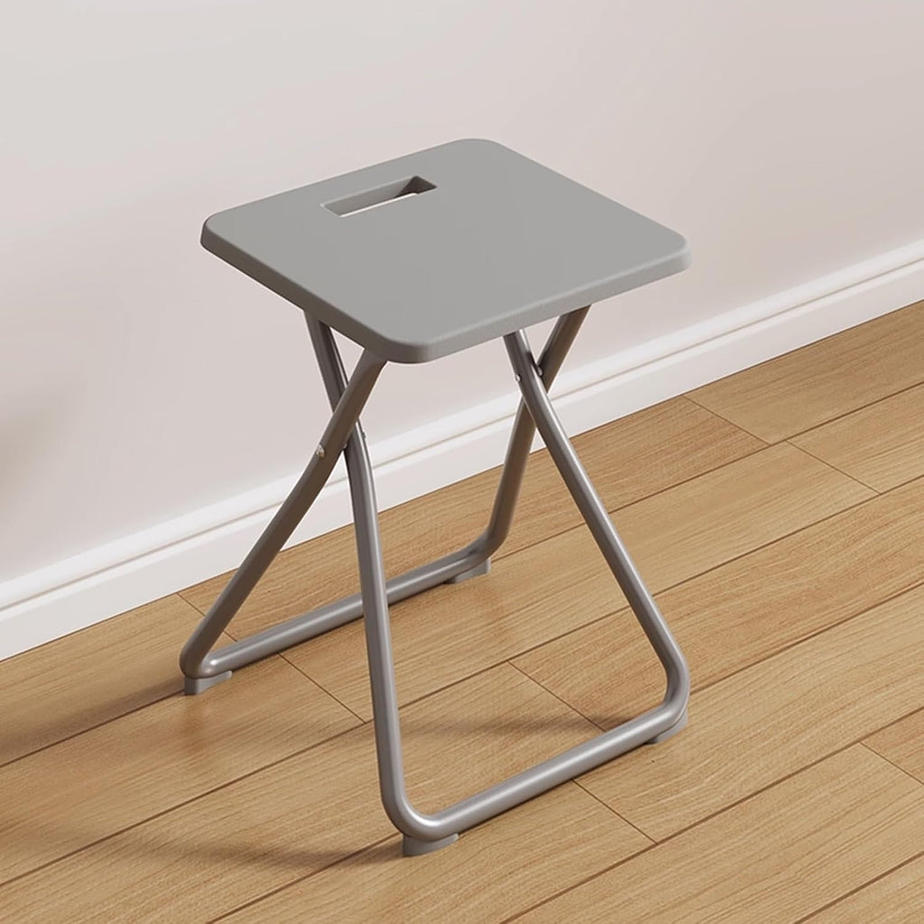 No Assembly Required Folding Stool with Portable Handle, X - Shaped Stable Structure Quiet & Non-Slip Foot Pads Foldable Chairs for Living Room, Balcony, Bedroom and More(Gray)