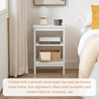 VECELO End Table Set of 2, Bedside Table, 24" Tall Living Room End Tables, X-Design Reinforced Nightstands, Side Table with 3-Tier Storage Shelves for Small Spaces, Office, Bathroom, Bedroom, White