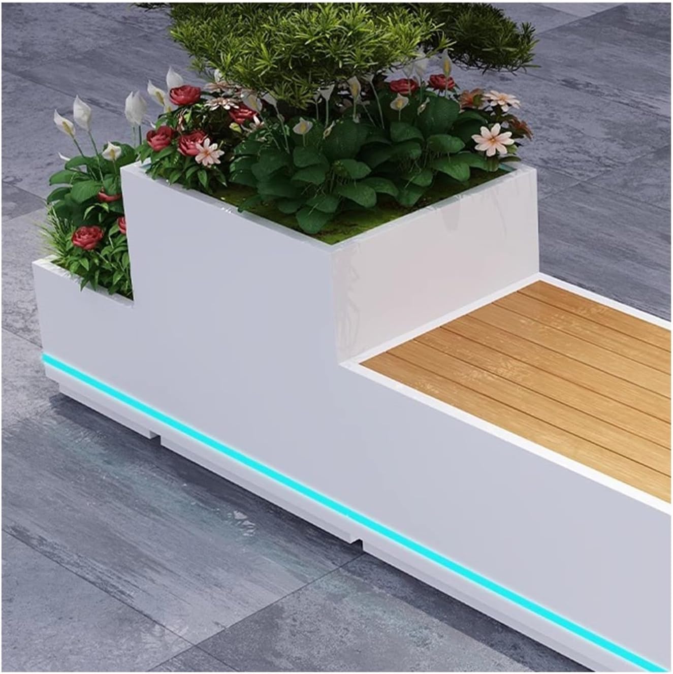 Planter Box with Bench Outdoor Flower Boxes Leisure Chairs Terraces Parks Courtyards Benches Beds