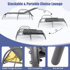 Tangkula Outdoor Lounge Chairs Set of 2, Patio Chaise Lounge with Adjustable Backrest, Reclining Pool Lounge Chairs for Outside with Heavy Duty Steel Frame for Beach, Yard, Balcony, Poolside
