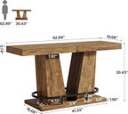 Tribesigns 62.99" Industrial Bar Table for 4-6, Rectangle Counter Height Pub Table with Metal Footrest, Home Bar Units for Pub, Bistro, Kitchen, Balcony, Dining Room, Living Room (Rustic Brown)