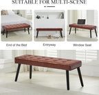 LOULENS Entryway Bench, Modern PU Leather Upholstered Bench with Buttons Tufted for End of Bed, Bedroom, Living Room, Foyer, Hallway, Brown