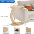 End Table,C Shaped Side Table,CouchTable that Slide Under, Wood Round Table for Couch,Small Sofa Table with Metal Frame for Bedroom,Living Room,Night Stand, Bedside Table for Small Space(Oak)