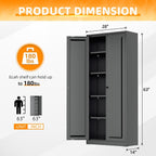 INTERGRAET Kitchen Pantry Cabinet, 63" Tall Metal Pantry Storage Cabinets with 2 Doors and 4 Shelves, Black Metal Storage Cabinet,Cupboard for Home,Kitchen,Living Room