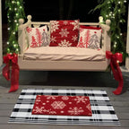 Fall Décor Plaid Rug, 2'4" x 3'7" Black&White Check Indoor/Outdoor Area Rug, Layering Rug for Hello/Welcome Doormat, Machine Washable Cotton Woven Rugs for Farmhouse Front Porch,Entryway
