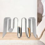 Modern Side Table M-Shaped Side Table Iron Linear End Table for Books, Magazines, Newspapers, 55.12 lbs Load, 16.92 * 11.81 * 11.81in, Silver