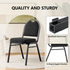 Dining Chairs Set of 4, Assembly-Free Stackable Kitchen Chairs, Modern Fabric Upholstered Chairs with Metal Frame for Living Room/Bedroom/Office/Farmhouse, Black