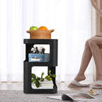 3 Tier Side Table, Black Carbon Steel End Table, Freestanding Modern Bedside Table for Living Room, Bedroom, Office, Sofa Side and Small Spaces