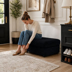 35.3" Corduroy Ottoman with Storage Oversized Ottoman for Modular Sectional Couches Foot Rest Stool with Hidden Compartment for Living Room, Apartment (Black, 35.3")