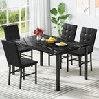 Hooseng Kitchen Table Set 5 Piece Dining Room Table Set Marble Dining Table 4 Chair Dining Table Set for Kitchen Living Room Breakfast Small Spaces (Black)