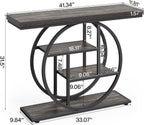 LITTLE TREE Console Table, 4-Tier Entryway Table, 41.3-Inch Industrial Sofa Table for Living Room, Foyer Hallway Table for Entrance, Deep Grey and Black
