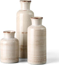 CwlwGO-Small White Ceramic Vase Set,Rustic Flower Vases for Home Décor,Flower Vase,Farmhouse Country Décor,Living Room Centerpiece Table Decorations,Shelf & Mantel Decor.