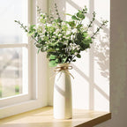 Artificial Flowers in Vase Set, Eucalyptus Stems and Baby’s Breath Bundle, Fake Plants Floral Arrangement with Ceramic Vase for Table Centerpiece Home Décor