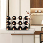 Countertop Wine Rack - 12 Bottle Freestanding Wine Bottle Holder Stand - 3 Tier Wooden Wine Storage Rack - Walnut Wavy Wine Organizer for Cabinet Pantry Home Kitchen Bar