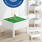 UTEX 3 in 1 Kids Activity Table with Storage, Kids Construction Play Table Compatible with Lego and Duplo Bricks, Chess Table for Building Block, Drawing, Crafts